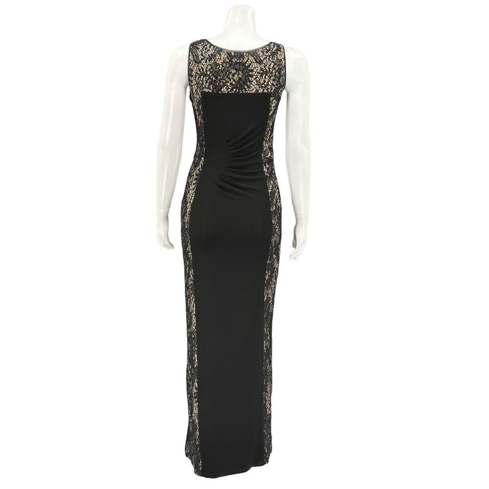Betsy & Adam Black Lace-Panel Evening Gown - Elegant Long Dress - Picture 6 of 11